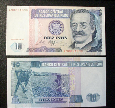 PERU 10 INTIS 1987 P-129 UNC  (K15-S92)
