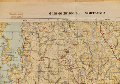 VANHA Armeijan Kartta Sortavala Luov. Alue 1935