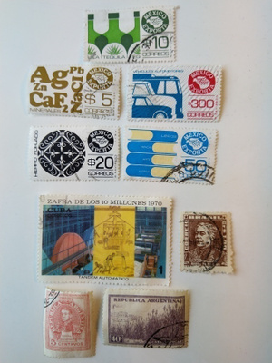 Postimerkki Meksiko Kuuuba Argentiina 9 erilaista