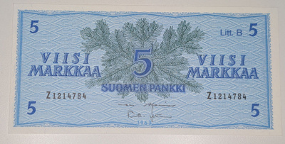 5 Markkaa 1963 Litt. B Z1214784