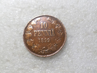 10 penniä 1899 kulkenut siistikuntoinen kl 8 .