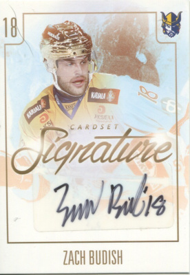 2017-18 Cardset ZACH BUDISH Jukurit Signature nimmari
