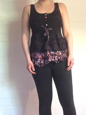 Desigual musta/ violetti frilla toppi S