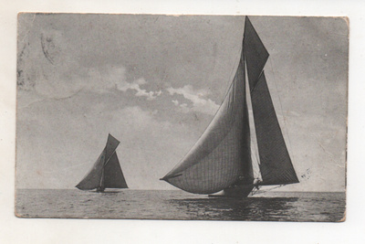 Purjeveneet  1908 kulkenut kortti