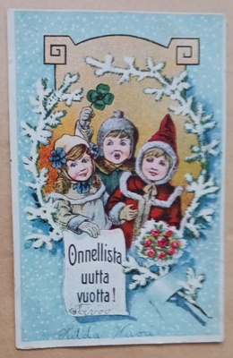 Lapset toivottavat Uutta Vuotta kukin ja neliapiloin p.1903