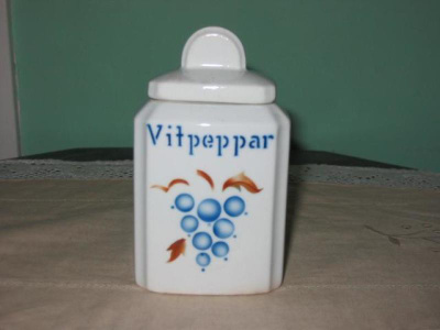 Arabia 1932-49 VIINIRYPÄLE maustepurkki Vitpeppar!