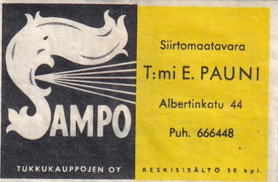 Helsinki ,T:mi E. Pauni , Sampo.   4/1