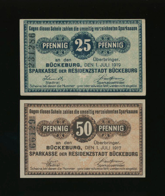Saksa Notgeld 25, 50 Pfennig, Bückeburg 1917-19