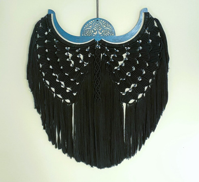Isot mustat makramee -siivet - 82 cm x 97 cm