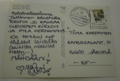 Tallinna, vanhaa kaupunkia, laivaleima + Navire Hki 1992
