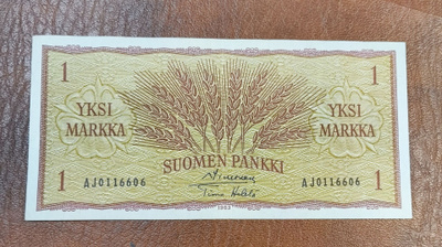 1 markka v. 1963 AJ-sarjaa, vaikea allekirj.pari