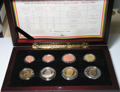 2000 BELGIA 1c - 2euro Proof sarja laatikossa 00008459/15000