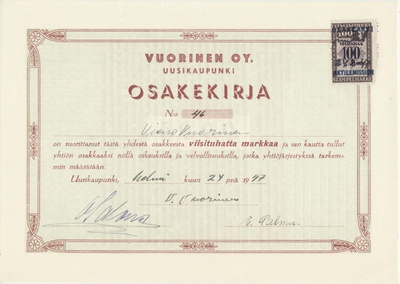 OKK 1947 Vuorinen Oy, Uusikaupunki
