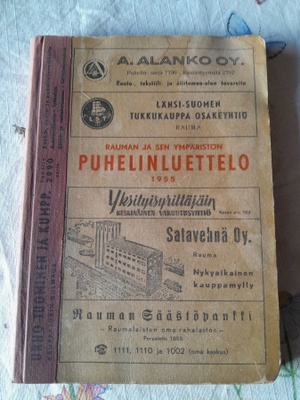 rauma puhelinluettelo 1955