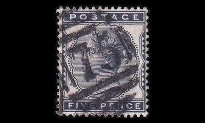 Iso-Britannia 62 o Victoria 5 P numeroleima 75 (1880)