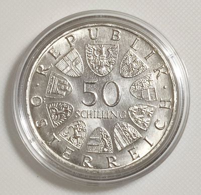 Itävalta 50 Schilling 1972, Salzburgin yliopisto 350v, hopea