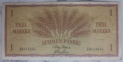 Suomen Pankki 1 mk seteli 1963