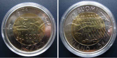 5€ Suomi 2007 Itsenäisyys 90 vuotta BU - juhlaraha