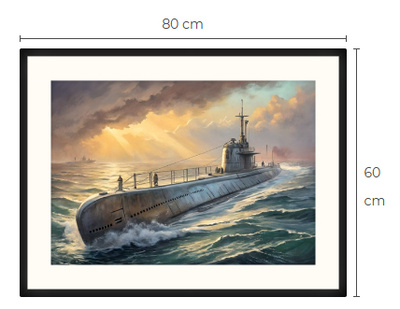 Uusi sukellusvene WWII Limited Edition taulu 60 cm x 80 cm