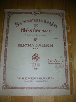 Nuottivihko Syysruusuja 1925