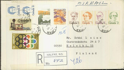 Kanada 1974 R-kirje Suomeen