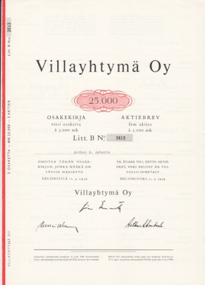 OKK 1959 Villayhtymä Oy, Helsinki pörssi