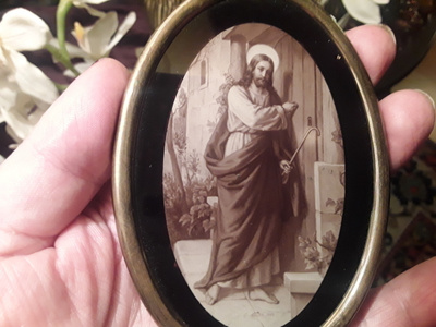Jeesus aiheinen miniatyyri taulu.