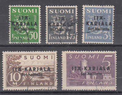 ITÄ-KARJALA 1941 Musta päällepainama Tylppä A leimattu