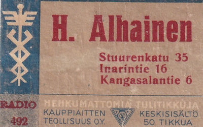 Helsinki, H. Alhainen , Radio 492     3/8