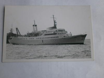 m/s Alte Liebe satamassa, vanha mv valokuvapk, ei p.