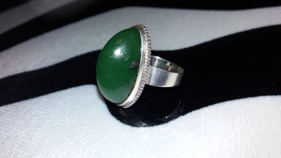 Vintage Venäläinen desing Jade kivi hopea sormus 875