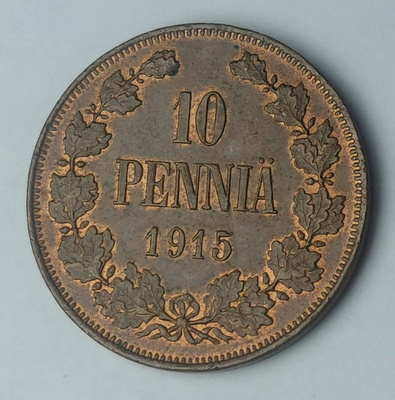 10 penniä 1915 - hienokuntoinen!