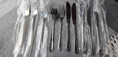 Aterimet, haarukat ja veitset, Ilko made in Germany, vintage