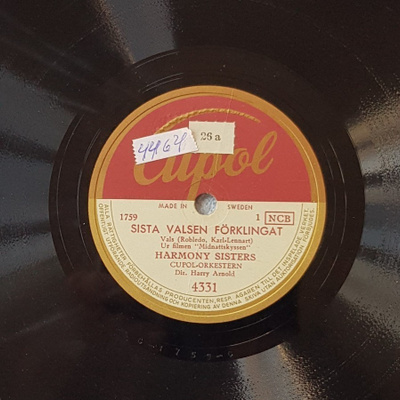 Savikiekko 1950 - Harmony Sisters - Cupol 4331