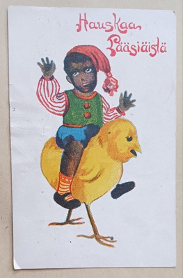 Tumma poika ratsastaa isolla tipulla, p. 1923