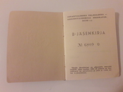 B-jäsenkirja (Sotainvalidien veljesliitto)