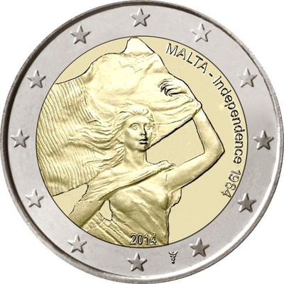 ** MALTA 2€ 2014 Itsenäisyys 1964 pillerissä **