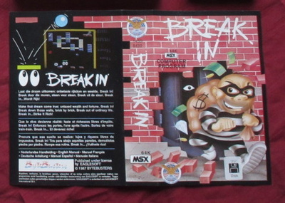 MSX-pelin kansipaperi: Break In (EagleSoft 1987)