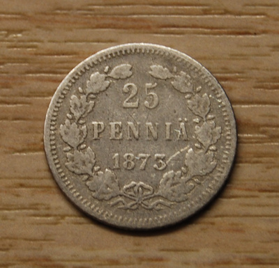 25 penniä 1873 Aleksanteri II, Hopea