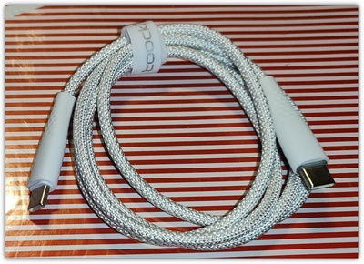 USB C - USB C - valkoinen punottu PD 60W kaapeli / 1m #29063