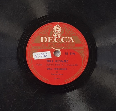 Savikiekko 1953 - Erkki Junkkarinen - Decca SD 5196