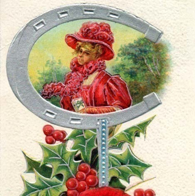 ANTIIKKIKORTTI / Viktoriaanisen ajan lady ja hopeaa. 1900-l.