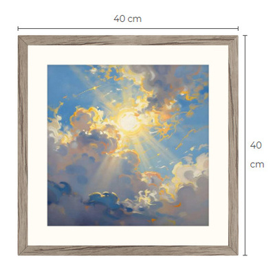 Uusi uniikki aurinkoinen taivas art print 40 cm x 40 cm