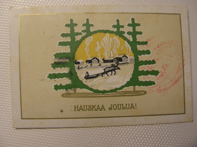 VANHA JOULU kortti kulk -16 SENSUURI tark. leima
