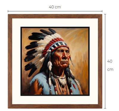 Uusi Intiaanipäällikkö taulu koko 40 cm x 40 cm kehyksineen