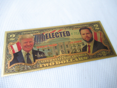 DONALD TRUMP J.D. VANCE ELECTED 2 DOLLARS KERÄILYSETELI