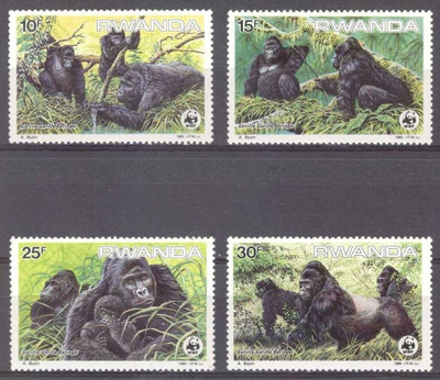 (S0420) RWANDA, 1985 (WWF. Gorilla). Mi ## 1292-1295. MNH**