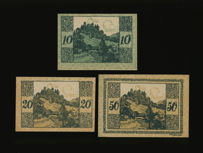 Itävalta Notgeld 10, 20, 50 Heller, Windegg 1920