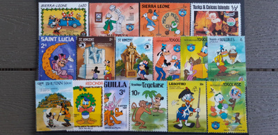 Walt Disney Postimerkkejä ** 16 kpl
