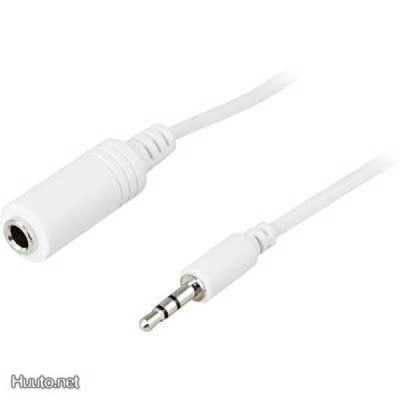 Deltaco 2.5mm uros - 3.5mm naaras kaapeli, 2m, valk. *UUSI*